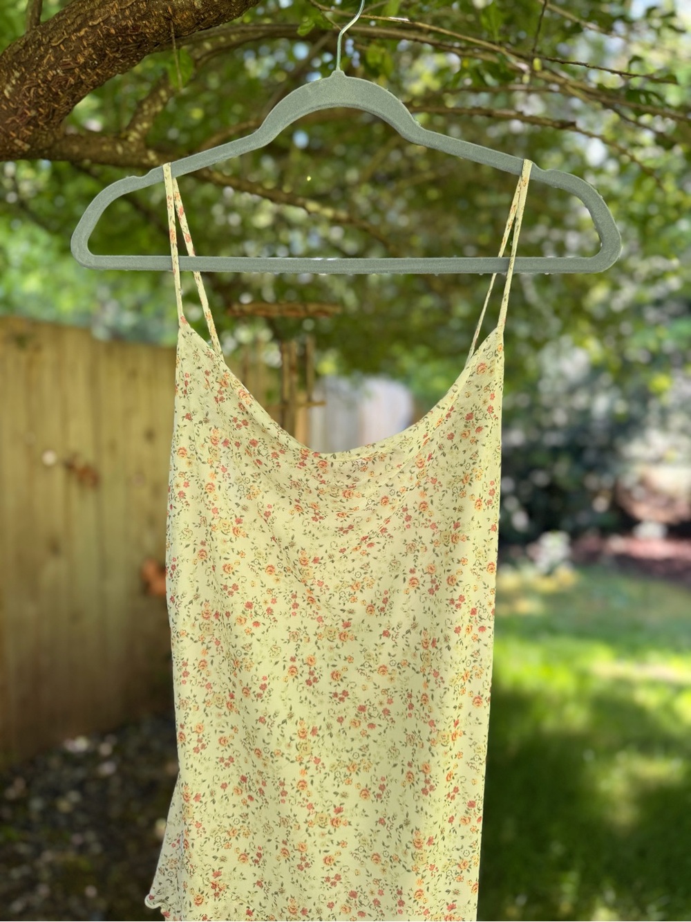 NWOT Caution To The Wind Cream Floral Slip Dress with Pink and Green Print - Picture 4 of 7